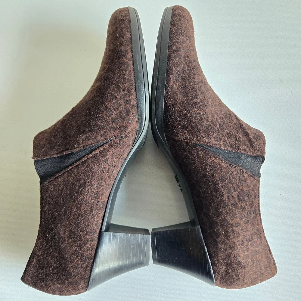 Munro American Womens Brown Leopard Print Suede Ankle Booties Side Zip 9 N